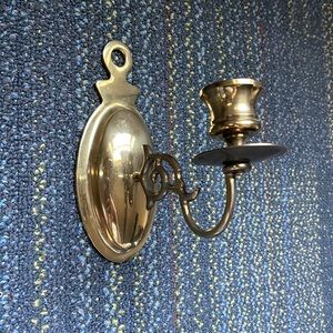 Vintage brass candle holder wall sconce